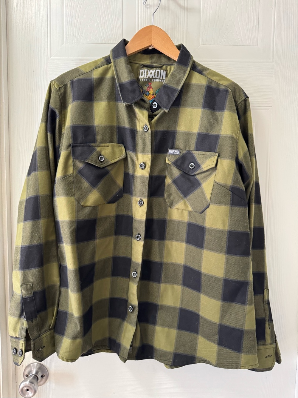 DIXXON Olive & Black Check Button-Up Shirt Jacket